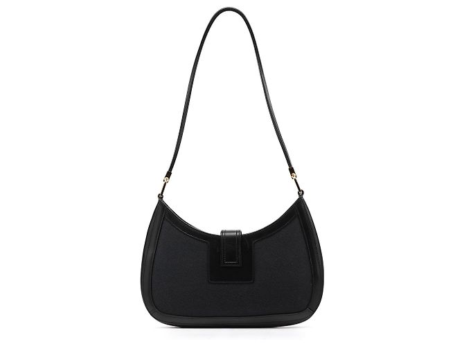 Gucci Fall 2000 Schwarze Canvas Leder Square G Schultertasche - Ansicht 3