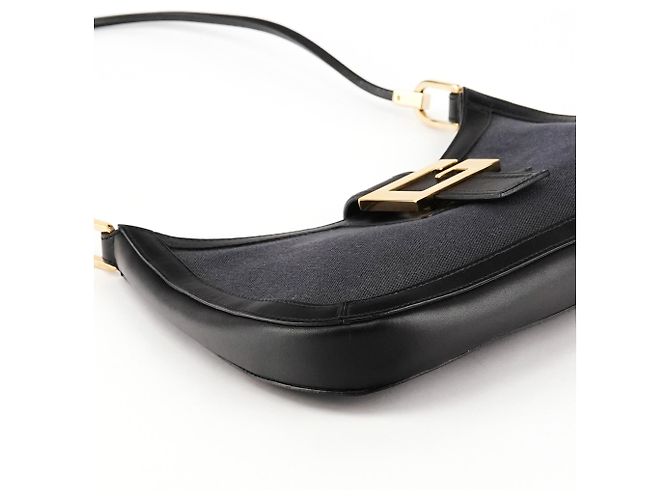 Gucci Fall 2000 Schwarze Canvas Leder Square G Schultertasche - Ansicht 6