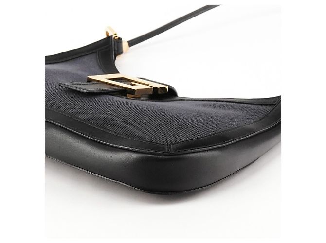 Gucci Fall 2000 Schwarze Canvas Leder Square G Schultertasche - Ansicht 7