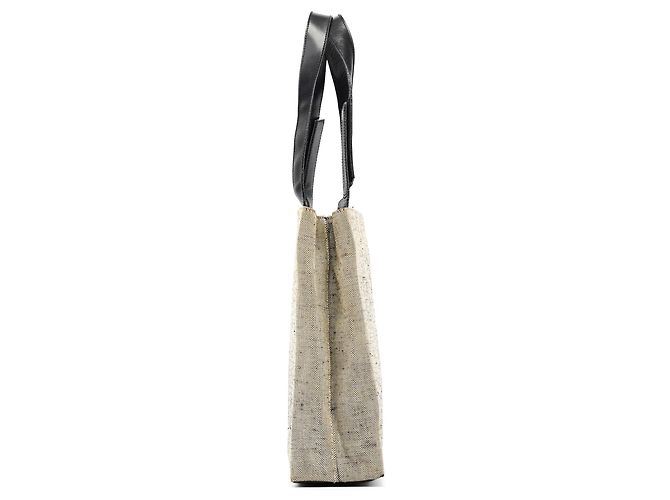 Prada Borsa Tote in pelle Canapa Beige Black Primavera 1999 - vista 2