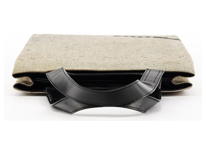 Prada Borsa Tote in pelle Canapa Beige Black Primavera 1999 - vista 4