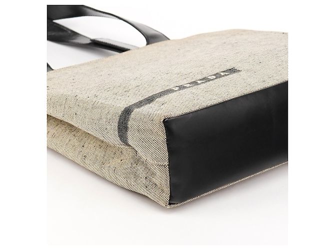 Prada Borsa Tote in pelle Canapa Beige Black Primavera 1999 - vista 7