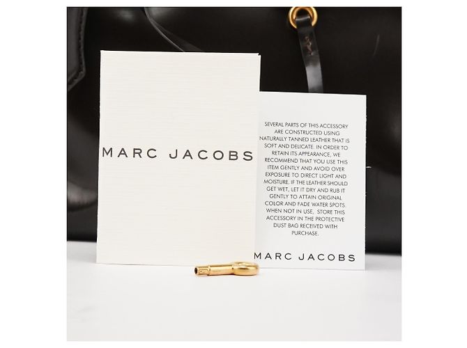 Marc Jacobs Borsa Tote in pelle verniciata marrone scuro con manico croc - vista 12