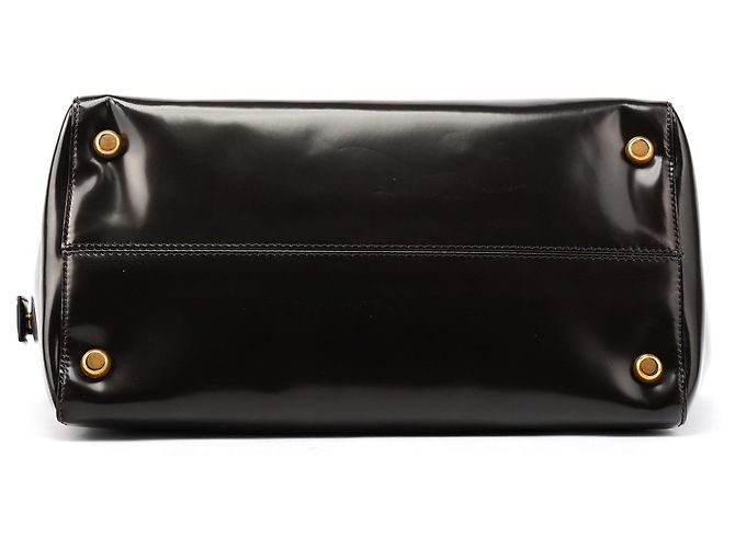 Marc Jacobs Borsa Tote in pelle verniciata marrone scuro con manico croc - vista 5