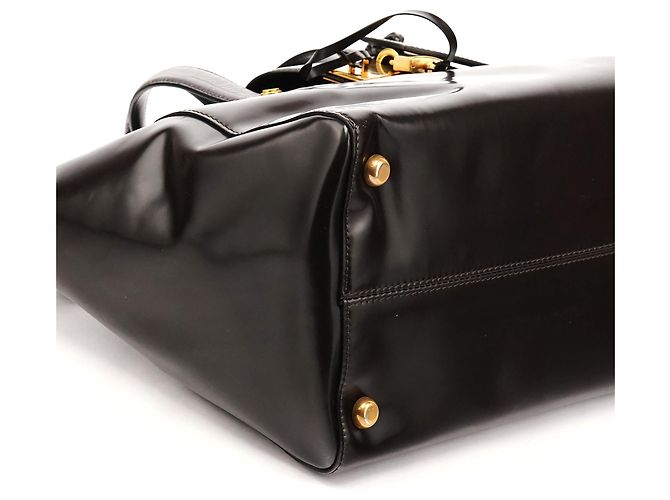 Marc Jacobs Borsa Tote in pelle verniciata marrone scuro con manico croc - vista 9