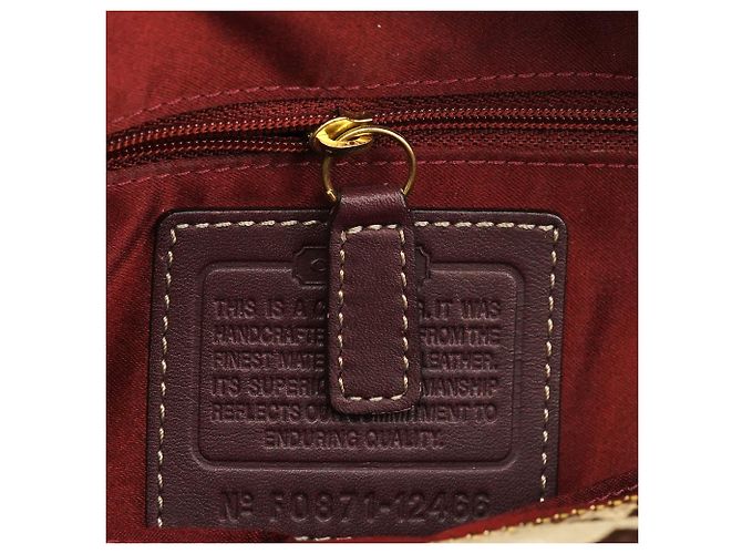 Coach 12466 Borsa Tote Hamptons in pitone beige e bordeaux - vista 12