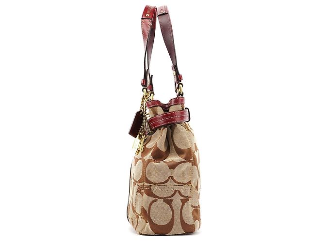 Coach 12466 Borsa Tote Hamptons in pitone beige e bordeaux - vista 2