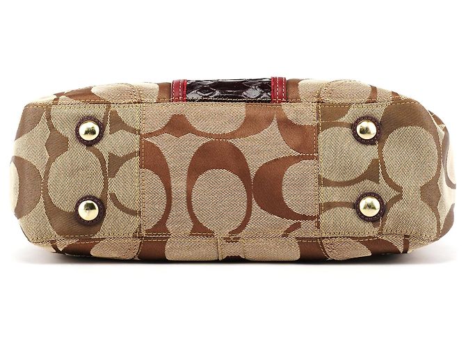 Coach 12466 Borsa Tote Hamptons in pitone beige e bordeaux - vista 4