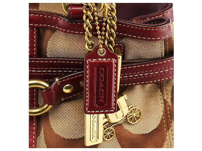 Coach 12466 Borsa Tote Hamptons in pitone beige e bordeaux - vista 5