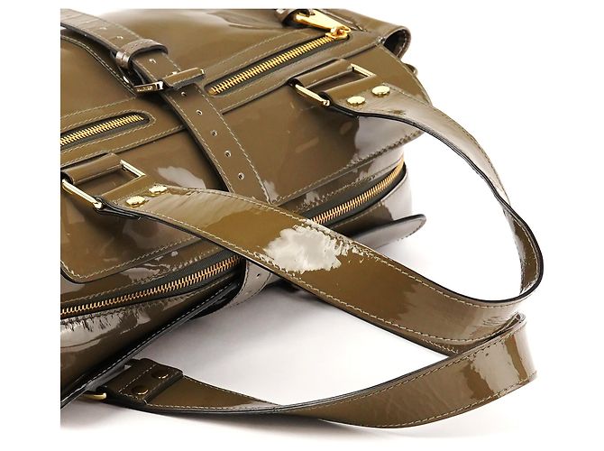 Mulberry Borsa Boston Mabel in pelle verniciata verde kaki - vista 10