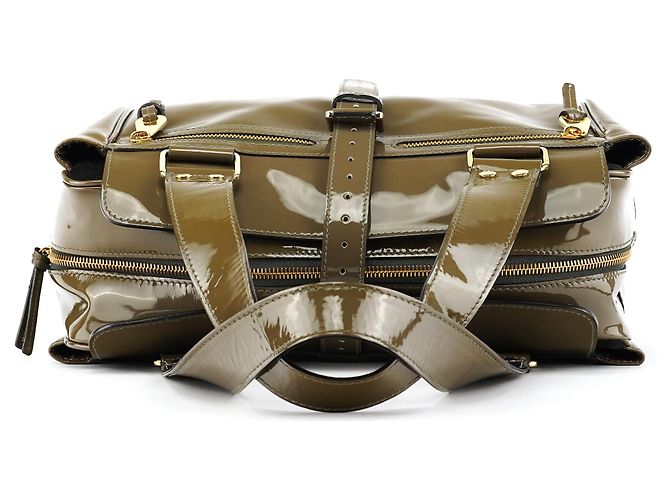 Mulberry Borsa Boston Mabel in pelle verniciata verde kaki - vista 4
