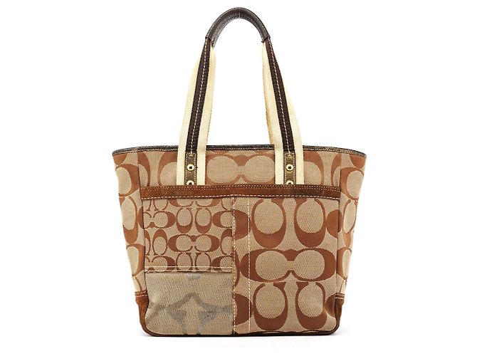 Coach 10234 Borsa Tote patchwork Signature Beige Brown - vista 3