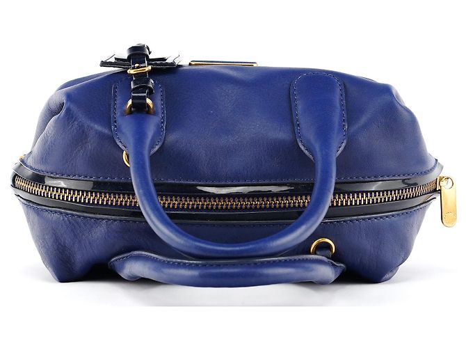 Marc by Marc Jacobs Borsa Bowling Classic Q 2-Way in pelle blu - vista 4