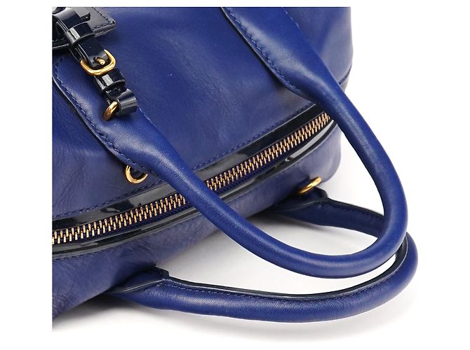 Marc by Marc Jacobs Borsa Bowling Classic Q 2-Way in pelle blu - vista 9