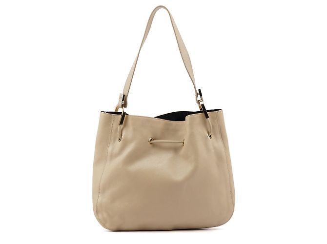 Gucci 001 3748 Borsa a tracolla beige in pelle con coulisse - vista 3