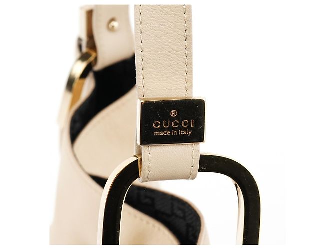Gucci 001 3748 Borsa a tracolla beige in pelle con coulisse - vista 5
