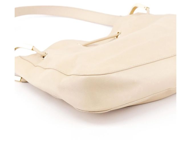 Gucci 001 3748 Borsa a tracolla beige in pelle con coulisse - vista 6