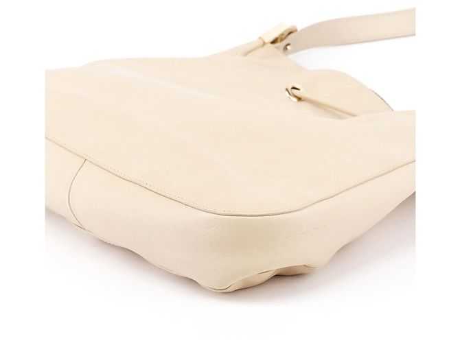 Gucci 001 3748 Borsa a tracolla beige in pelle con coulisse - vista 7