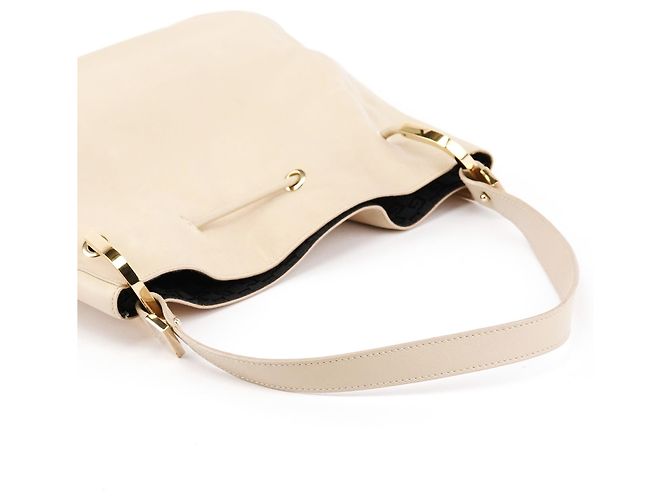 Gucci 001 3748 Borsa a tracolla beige in pelle con coulisse - vista 8