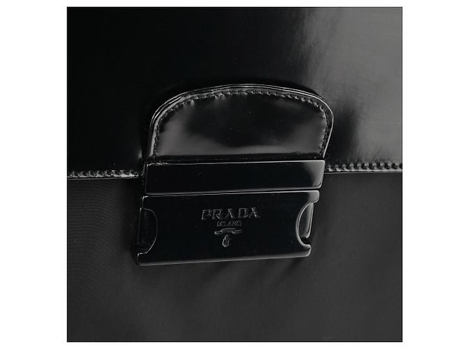 Prada Borsa a mano in Nylon Tessuto Spazzolato Nero - vista 6