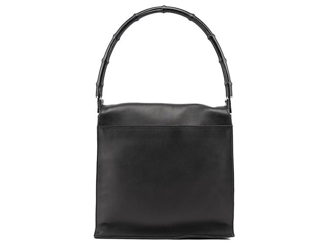 Bamboo Gucci 001 3243 Borsa a tracolla con patta in vitello nero e bambù - vista 3