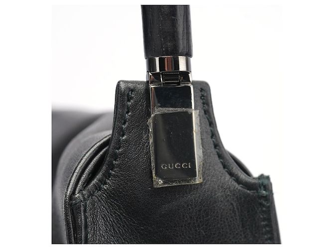 Bamboo Gucci 001 3243 Borsa a tracolla con patta in vitello nero e bambù - vista 7