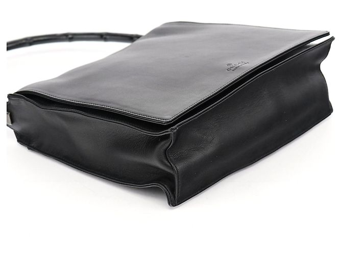 Bamboo Gucci 001 3243 Borsa a tracolla con patta in vitello nero e bambù - vista 9