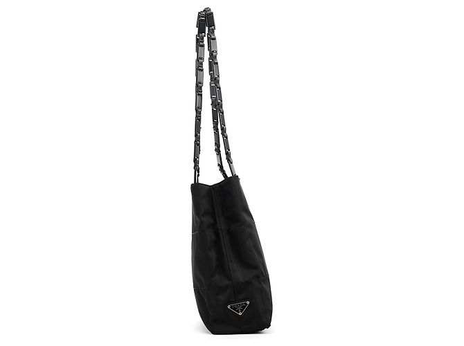 Prada Borsa Tote 1998 in Tessuto Nero con Catena in Plastica - vista 2