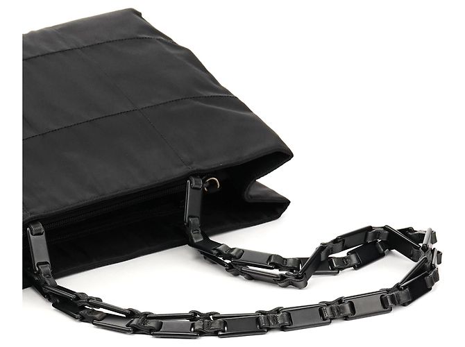 Prada Borsa Tote 1998 in Tessuto Nero con Catena in Plastica - vista 8