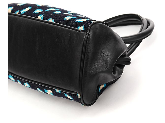 Marc Jacobs Borsa Bowling in velluto a coste leopardata blu navy e turchese - vista 10