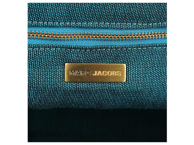 Marc Jacobs Borsa Bowling in velluto a coste leopardata blu navy e turchese - vista 12