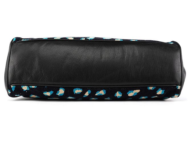 Marc Jacobs Borsa Bowling in velluto a coste leopardata blu navy e turchese - vista 5