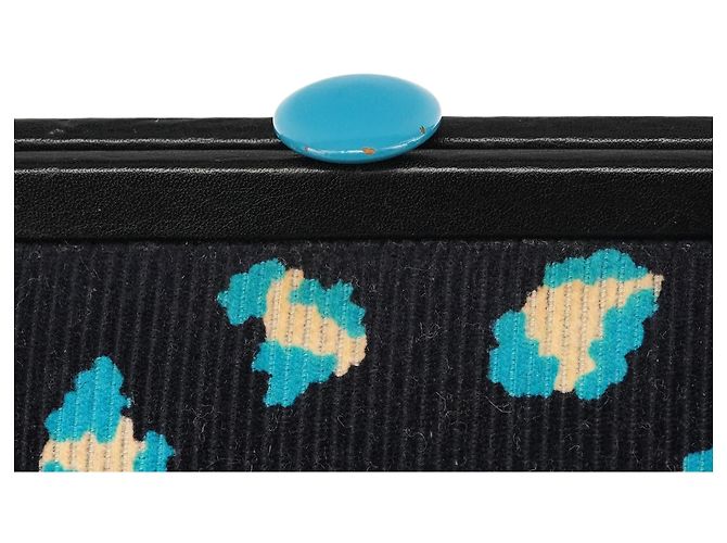 Marc Jacobs Borsa Bowling in velluto a coste leopardata blu navy e turchese - vista 6