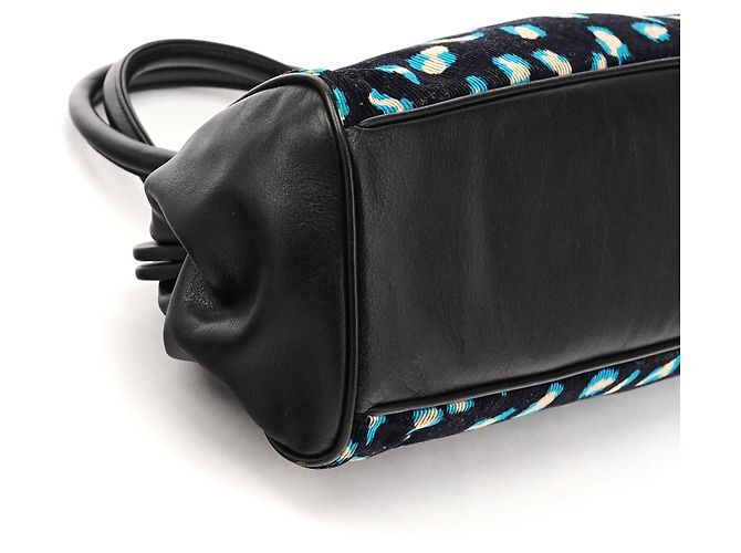 Marc Jacobs Borsa Bowling in velluto a coste leopardata blu navy e turchese - vista 9