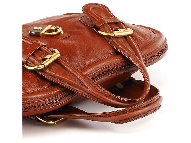 Marc by Marc Jacobs Borsa Tote 2-Way in pelle marrone con lucchetto - vista 9