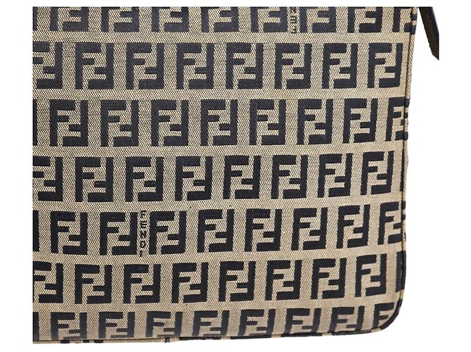 Fendi Borsa a spalla Baguette FF Zucchino Beige Navy - vista 11