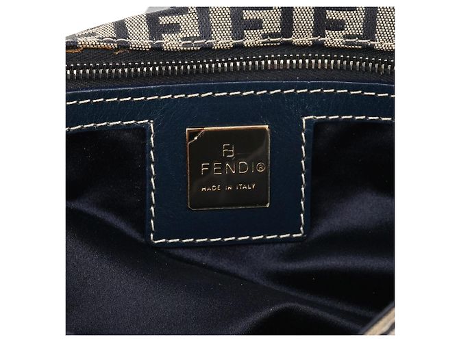 Fendi Borsa a spalla Baguette FF Zucchino Beige Navy - vista 12