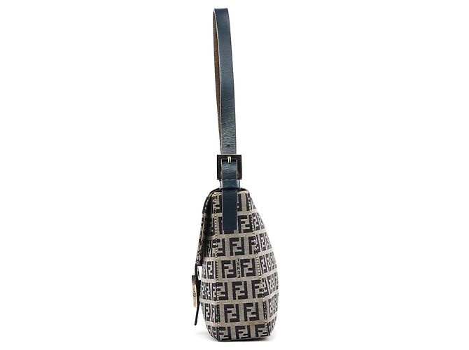 Fendi Borsa a spalla Baguette FF Zucchino Beige Navy - vista 2