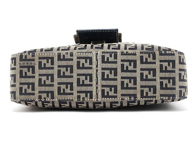 Fendi Borsa a spalla Baguette FF Zucchino Beige Navy - vista 5