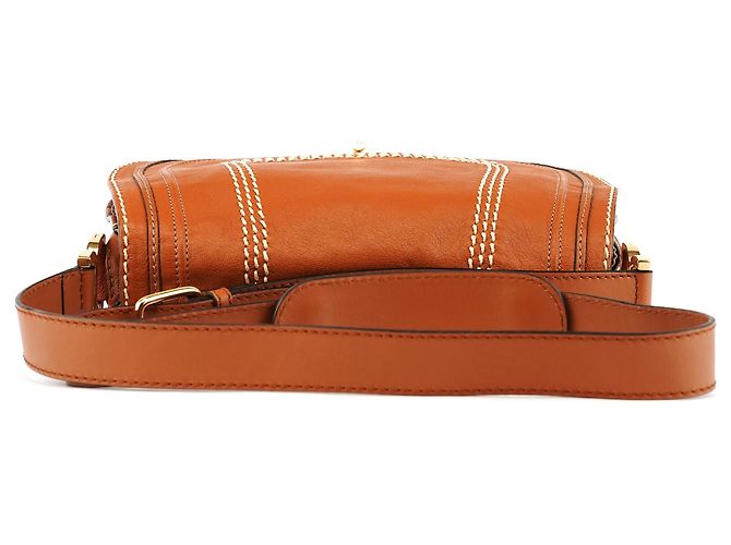 Chloé Borsa a tracolla Marcie in pelle marrone chiaro - vista 4