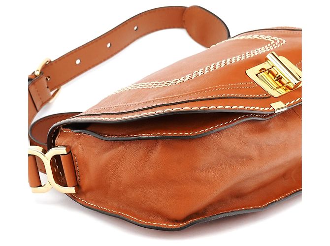 Chloé Borsa a tracolla Marcie in pelle marrone chiaro - vista 9