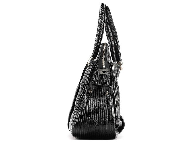 Héloïse Chloé Heloise Tote Bag aus schwarzem gestepptem Lackleder - Ansicht 2
