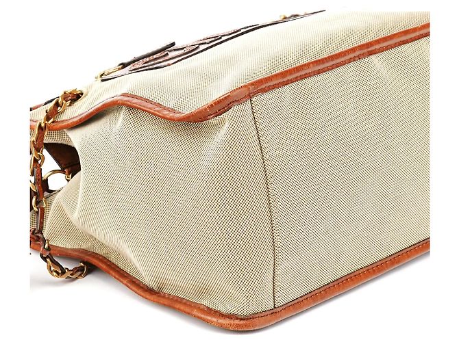 Chloé Borsa Tote in tela e pelle beige e marrone - vista 10