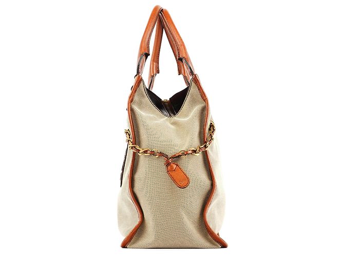 Chloé Borsa Tote in tela e pelle beige e marrone - vista 2