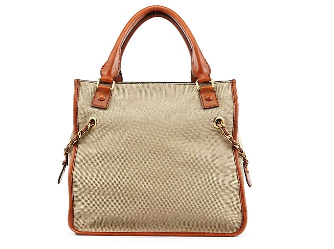 Chloé Borsa Tote in tela e pelle beige e marrone - vista 3