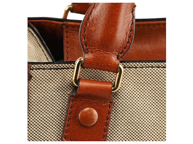 Chloé Borsa Tote in tela e pelle beige e marrone - vista 6