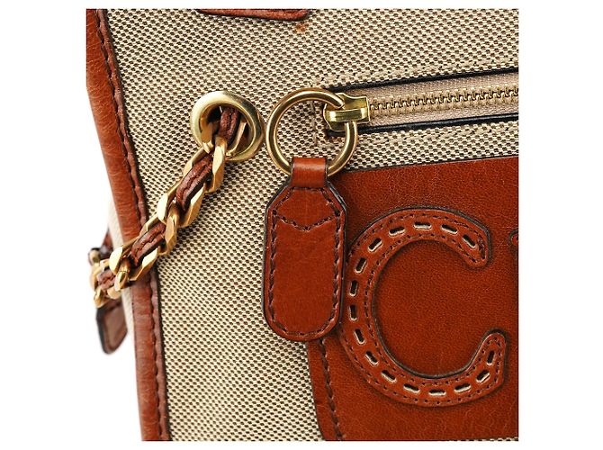 Chloé Borsa Tote in tela e pelle beige e marrone - vista 7