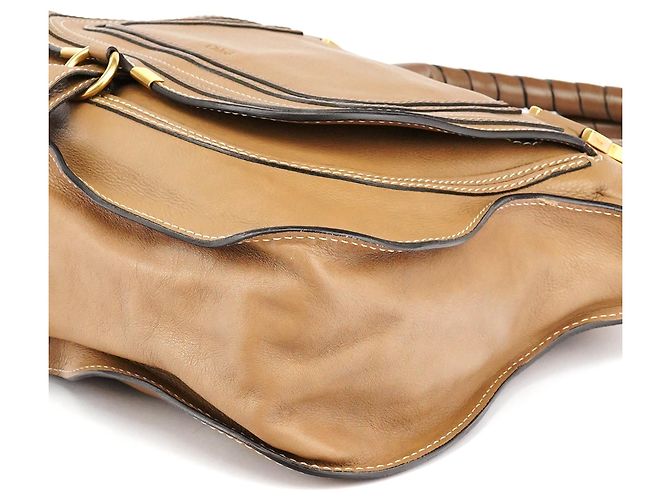 Chloé Borsa a tracolla Marcie in pelle marrone chiaro - vista 12
