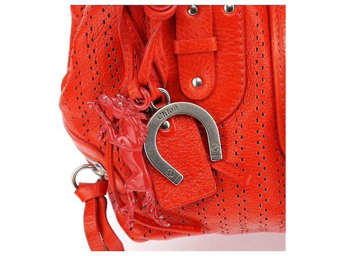 Chloé Borsa Kerala in pelle traforata rossa - vista 7
