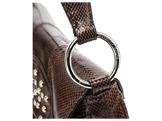 Dolce & Gabbana Brown Python Leather Buckle Shoulder Bag - view 8